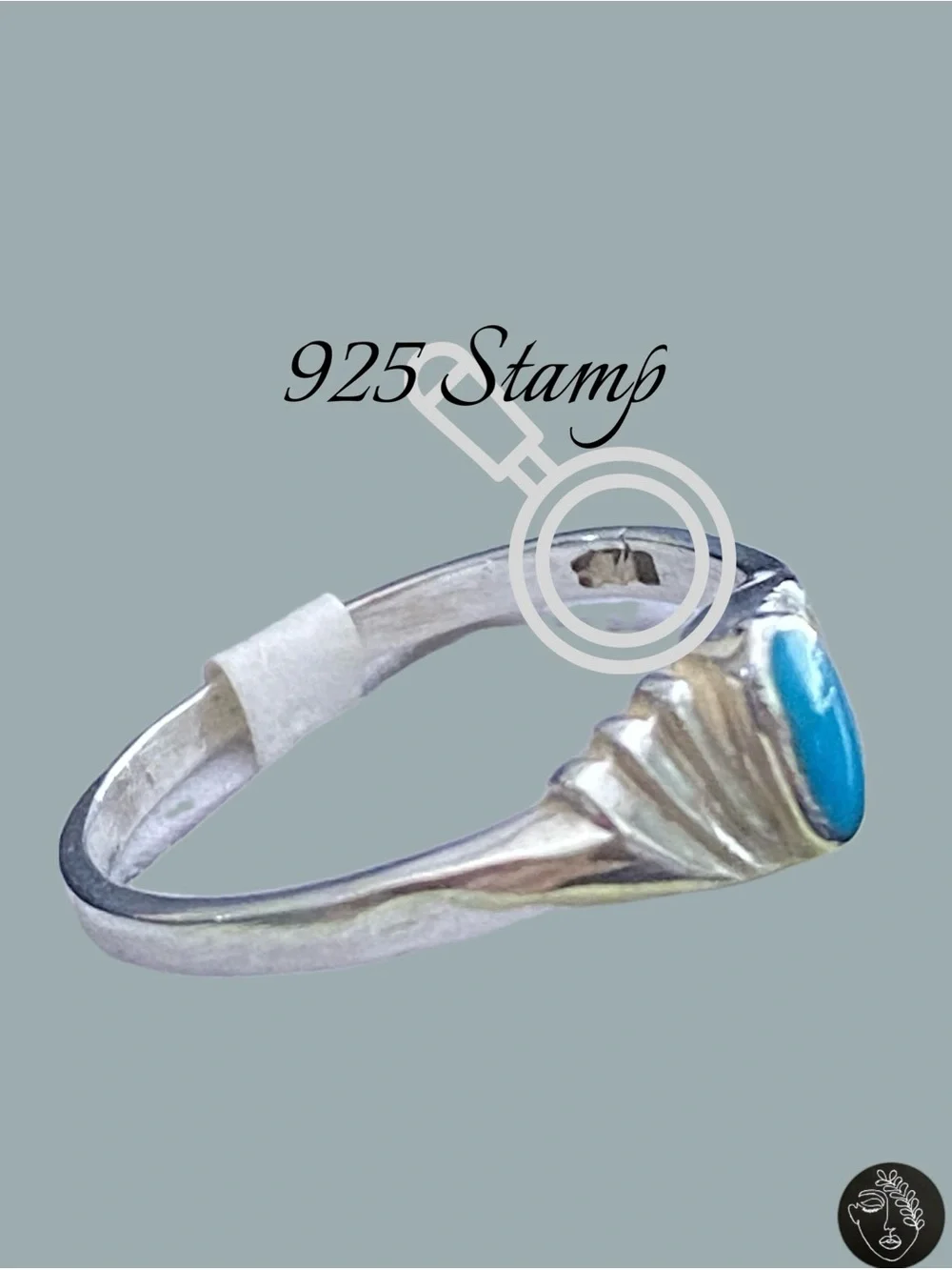 Vintage Y2K Sterling Silver Navajo Turquoise Ribbed Band Ring Sz 7